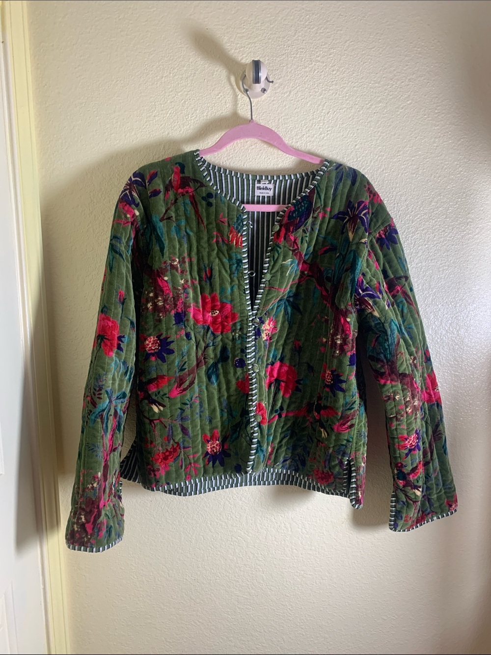 NWOT BlinkBuy Quilted Floral Open-Front Cardigan Sweater, Size L